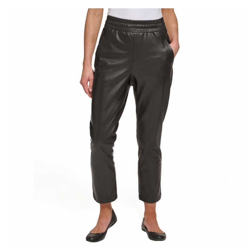 NWT DKNY Jeans Ladies' Faux Leather Pull-On Pant Black